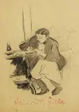 Der Kellner Botho von Flinkenstein by Heinrich Zille, Charcoal, sold Mar 2006