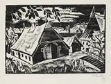 Max Pechstein, Gehöft, 1919, Woodcut