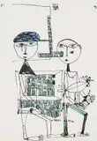 Friedensreich Hundertwasser, Knabe mit Haus und Mädchen mit Vogel