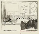 Im großen Schwurgerichtssaal by Heinrich Zille, Pen and India ink drawing, sold Mar 2006