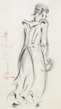 Frau mit Korb weggehend by Heinrich Zille, Charcoal, sold Mar 2006