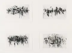 Peter Brüning, 4 Bll. zu Dieter Hülsmanns, Paroxysmus, Les lois d'un paroxysme interne, 1962, Etching