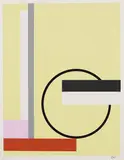 Walter Dexel, 3 Bll.: Fast ein S. Mit schwarzem Kreis. Figuration in Weiss mit zwei roten Quadraten