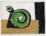 2 sheets: Composition en Trois Couleurs. Composition au Verre à Pied by Pablo Picasso, 1947, Lithograph, sold Mar 2006
