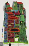Good Morning City by Friedensreich Hundertwasser, Farbserigrafie und Metallprägedruck auf Fabriano (Trockenstempel), sold Mar 2006