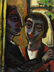 Herbert Helmert, Paar vorm Fenster, 1954, Oil on fibreboard