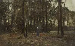 Rudolf Höckner, Spaziergängerin im herbstlichen Wald, 1900, Oil on canvas