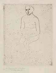 Paula Modersohn-Becker, Sitzender Mädchenakt, 1900, Drypoint