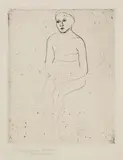 Paula Modersohn-Becker, Sitzender Mädchenakt, 1900, Drypoint