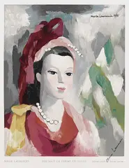 Portrait de Femme en Rouge by Marie Laurencin, 1921, Wood engraving, sold Mar 2006