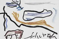 Emil Schumacher, Komposition, 1990, Felt-tip pen drawing