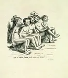 Heinrich Zille, Fünf Kinder auf einer Bank, 1924, Lithograph