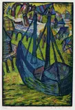 Esteban Fekete, Ballade de l'amante des pirates, 1960, Woodcut in colours