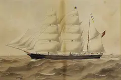 Harold Percival, Englische Bark "Ocean Nymph", 1884, Watercolour
