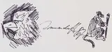 Jörg Immendorff, Figürliche Komposition, 1987, Felt-tip pen drawing
