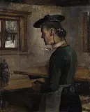 Paul Mathias Padua, Bäuerin am Fenster, 1943, Oil on canvas