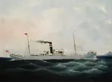 Dänischer Schiffsporträtist, Dänischer Dampfer "Nordhavet", Oil on canvas