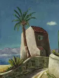 Walter Schulz-Matan, Haus am Meer, 1955, Tempera