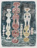 Massimo Campigli, Nelle Risaie, 1958, Lithograph in colours