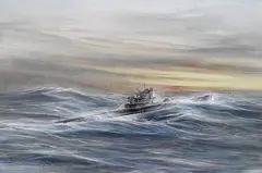 Hans Peter Jürgens, "Der Fühlungshalter". U-Boot des Typs VII C, Watercolour