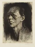 Arbeiterfrau (mit dem Ohrring) by Käthe Kollwitz, 1910, Etching, sold Mar 2006