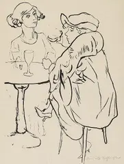 Rudolf Schlichter, 2 Bll.: Im Café. Liebesunterhaltung, 1923, Lithograph