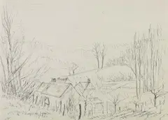 André Dunoyer de Segonzac, Paysage d´hiver, 1970, Pen and India ink drawing