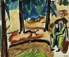 Charles Crodel, Zwei Frauen im Wald, 1920, Watercolour