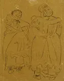 Im Gespräch by Heinrich Zille, Charcoal drawing, sold Mar 2006