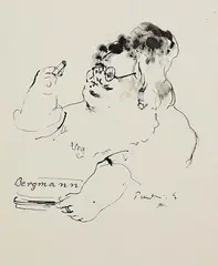 Robert Pudlich, Frau Ey raucht Bergmann-Zigaretten, 1931, Pen and India ink drawing