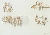 Alfred Lörcher, Studien zu Figurengruppen, 1950, Chalk drawing