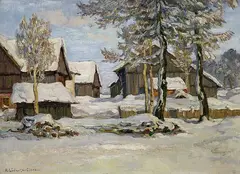 August Lüdecke-Kleve, Wintertag im Allgäu, 1900, Oil on canvas