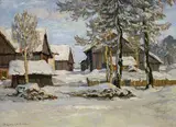 August Lüdecke-Kleve, Wintertag im Allgäu, 1900, Oil on canvas