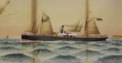 C. Kensington, Englischer Dampfer Maclona vor Steilküste, 1881, Watercolour