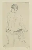 Reinhold Nägele, 2 Bll.: Davids Pfeifenbrett. Akt, sitzend, 1919, Etching