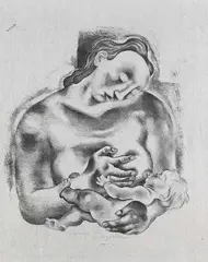 Michel Fingesten, 2 Bll.: Mutter, ihr Kind stillend, 1920, Lithograph