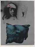 Paul Wunderlich, 3 Bll.: Der junge Dürer, seine Hand und sein Kissen. Entwurf für ein Nürnberger Kissen. So baden die Frauen in Bremen I