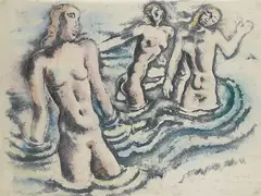 Michel Fingesten, 2 Bll. Badende, 1934, Lithograph