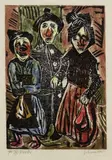 Wilhelm Grimm, Drei Rummelpott-Figuren, 1980, Woodcut in colours