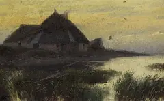 Friedrich Schwinge, Haus am Wasser, 1885, Watercolour