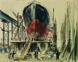 Hans Busch-Alsen, Werft, 1950, Watercolour