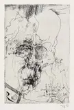 Horst Janssen, 2 Bll.: Selbstbildnis: Blüchers Gedächtnis. Selbstbildnis: halb tot vor Glück, 1972, Etching