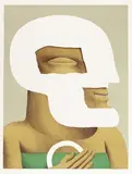 Horst Antes, Ocker Porträt mit weißer Maske, 1972, Lithograph in colours