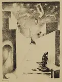 Carlo Mense, 2 Bll.: o.T. (Orientalische Phantasie). Gewitter über Ischia, 1921, Lithograph