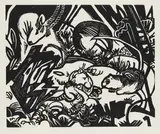 Franz Marc, Tierlegende, 1912, Woodcut