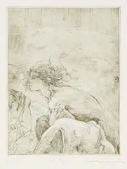 Jürgen Görg, 2 Bll.: Maskerade. Der Kuss, 1984, Etching in colours