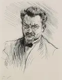 Max Slevogt, Selbstbildnis mit gerunzelten Brauen, 1912, Drypoint