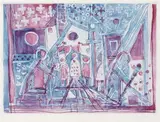 Eduard Bargheer, Prozession, 1972, Etching in colours