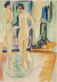 Zwei nackte Mädchen am Ofen by Ernst Ludwig Kirchner, 1912, Watercolour, sold Dec 2005