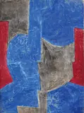 Serge Poliakoff, Composition bleue, rouge et noir, 1961, Gouache